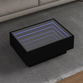 Mesa de centro con LED madera de ingeniería negro 70x50x30 cm en Mesas de centro | Comprar online en Foru.es