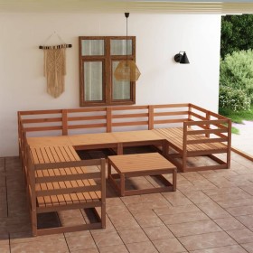 Juego de muebles de jardín 9 piezas madera maciza de pino en Conjuntos de jardín | Comprar online en Foru.es