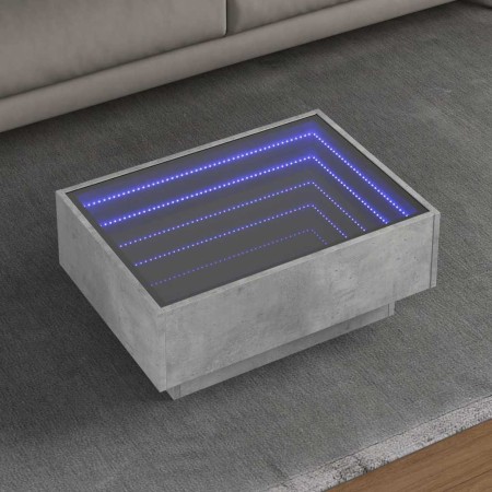 Mesa de centro y LED madera ingeniería gris hormigón 70x50x30cm en Mesas de centro | Comprar online en Foru.es