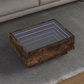 Mesa de centro y LED madera ingeniería roble ahumado 70x50x30cm en Mesas de centro | Comprar online en Foru.es