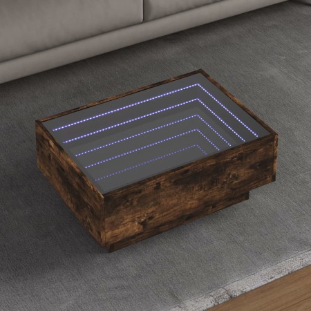 Mesa de centro y LED madera ingeniería roble ahumado 70x50x30cm en Mesas de centro | Comprar online en Foru.es