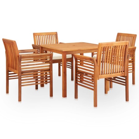 Set comedor de jardín 5 pzas y cojines madera maciza de acacia de vidaXL, Conjuntos de jardín - Ref: Foro24-278896, Precio: 6...