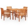 Set comedor de jardín 5 pzas y cojines madera maciza de acacia de vidaXL, Conjuntos de jardín - Ref: Foro24-278896, Precio: 6...