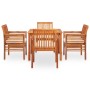 Set comedor de jardín 5 pzas y cojines madera maciza de acacia de vidaXL, Conjuntos de jardín - Ref: Foro24-278896, Precio: 6...