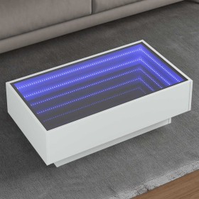 Mesa de centro con LED madera de ingeniería blanca 90x50x30 cm en Mesas de centro | Comprar online en Foru.es
