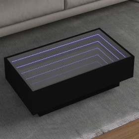 Mesa de centro con LED madera de ingeniería negro 90x50x30 cm en Mesas de centro | Comprar online en Foru.es