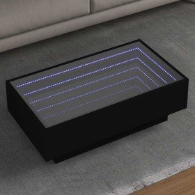 Mesa de centro con LED madera de ingeniería negro 90x50x30 cm en Mesas de centro | Comprar online en Foru.es