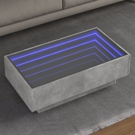 Mesa de centro y LED madera ingeniería gris hormigón 90x50x30cm en Mesas de centro | Comprar online en Foru.es