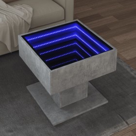 Mesa de centro y LED madera ingeniería gris hormigón 50x50x45cm en Mesas de centro | Comprar online en Foru.es