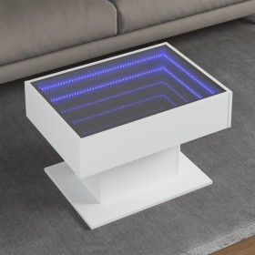 Mesa de centro con luz LED madera ingeniería blanca 70x50x45 cm en Mesas de centro | Comprar online en Foru.es