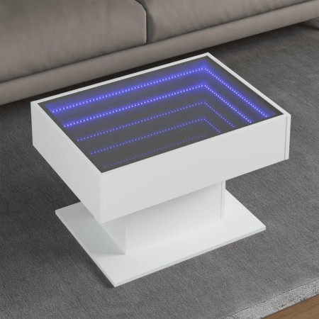 Mesa de centro con luz LED madera ingeniería blanca 70x50x45 cm en Mesas de centro | Comprar online en Foru.es