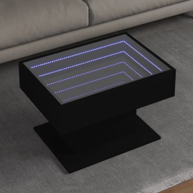 Mesa de centro con LED madera de ingeniería negro 70x50x45 cm en Mesas de centro | Comprar online en Foru.es