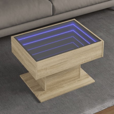 Mesa de centro y LED madera ingeniería roble Sonoma 70x50x45 cm en Mesas de centro | Comprar online en Foru.es
