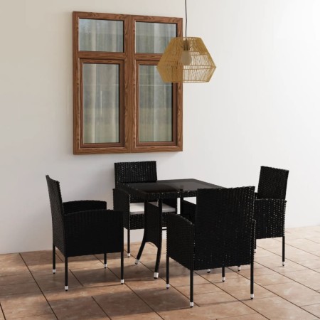 Juego de comedor para jardín 5 piezas ratán sintético negro de vidaXL, Conjuntos de jardín - Ref: Foro24-3059413, Precio: 221...