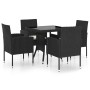 Juego de comedor para jardín 5 piezas ratán sintético negro de vidaXL, Conjuntos de jardín - Ref: Foro24-3059413, Precio: 221...