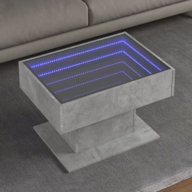Mesa de centro y LED madera ingeniería gris hormigón 70x50x45cm en Mesas de centro | Comprar online en Foru.es