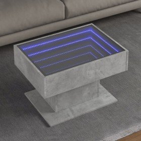 Mesa de centro y LED madera ingeniería gris hormigón 70x50x45cm en Mesas de centro | Comprar online en Foru.es