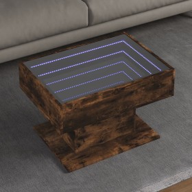 Mesa de centro y LED madera ingeniería roble ahumado 70x50x45cm en Mesas de centro | Comprar online en Foru.es