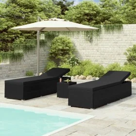 Tumbonas de jardín y mesita 3 piezas ratán sintético negro de vidaXL, Tumbonas - Ref: Foro24-3057666, Precio: 352,82 €, Descu...