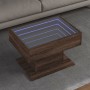 Mesa de centro y LED madera ingeniería marrón roble 70x50x45 cm en Mesas de centro | Comprar online en Foru.es