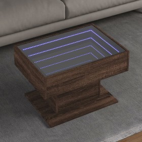 Mesa de centro y LED madera ingeniería marrón roble 70x50x45 cm en Mesas de centro | Comprar online en Foru.es