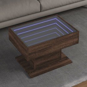 Mesa de centro y LED madera ingeniería marrón roble 70x50x45 cm en Mesas de centro | Comprar online en Foru.es