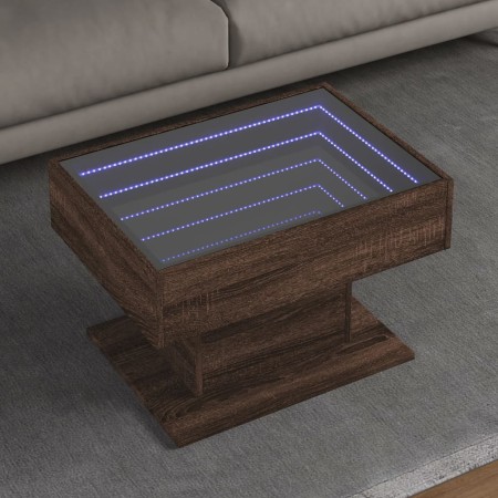 Mesa de centro y LED madera ingeniería marrón roble 70x50x45 cm en Mesas de centro | Comprar online en Foru.es