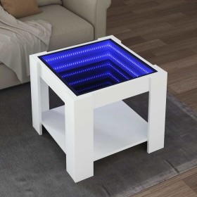 Mesa de centro con LED madera de ingeniería blanca 53x53x45 cm en Mesas de centro | Comprar online en Foru.es