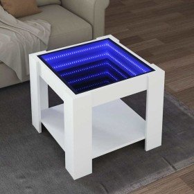 Mesa de centro con LED madera de ingeniería blanca 53x53x45 cm en Mesas de centro | Comprar online en Foru.es