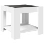 Mesa de centro con LED madera de ingeniería blanca 53x53x45 cm en Mesas de centro | Comprar online en Foru.es
