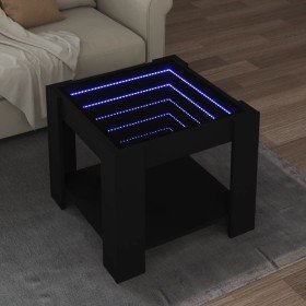 Mesa de centro con LED madera de ingeniería negro 53x53x45 cm en Mesas de centro | Comprar online en Foru.es