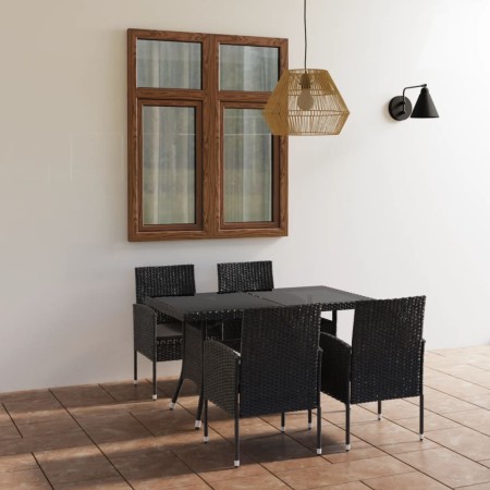 Juego de comedor para jardín 5 piezas ratán sintético negro de vidaXL, Conjuntos de jardín - Ref: Foro24-3059417, Precio: 376...