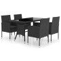 Juego de comedor para jardín 5 piezas ratán sintético negro de vidaXL, Conjuntos de jardín - Ref: Foro24-3059417, Precio: 376...