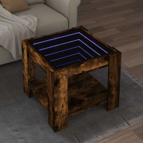 Mesa de centro y LED madera ingeniería roble ahumado 53x53x45cm en Mesas de centro | Comprar online en Foru.es
