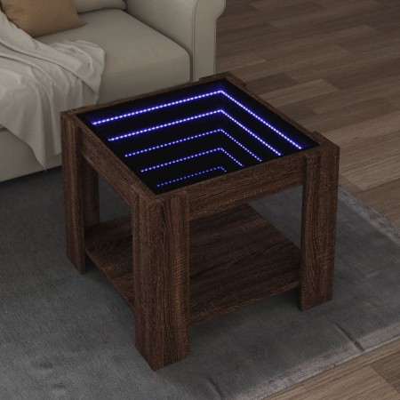 Mesa de centro y LED madera ingeniería marrón roble 53x53x45 cm en Mesas de centro | Comprar online en Foru.es