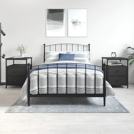 Mesitas de noche 2 uds madera de ingeniería negro 44x45x60 cm de vidaXL, Mesitas de noche - Ref: Foro24-826004, Precio: 114,1...