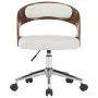 Silla oficina giratoria madera curvada cuero sintético blanco de vidaXL, Sillas de oficina - Ref: Foro24-3054843, Precio: 124...