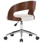 Silla oficina giratoria madera curvada cuero sintético blanco de vidaXL, Sillas de oficina - Ref: Foro24-3054843, Precio: 124...