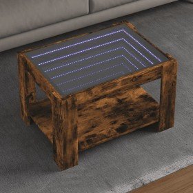 Mesa de centro y LED madera ingeniería roble ahumado 73x53x45cm en Mesas de centro | Comprar online en Foru.es