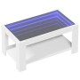 Mesa de centro con LED madera de ingeniería blanca 93x53x45 cm en Mesas de centro | Comprar online en Foru.es