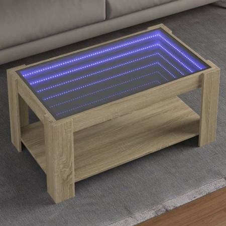 Mesa de centro y LED madera ingeniería roble Sonoma 93x53x45 cm en Mesas de centro | Comprar online en Foru.es