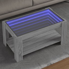 Mesa de centro y LED madera ingeniería gris Sonoma 93x53x45 cm en Mesas de centro | Comprar online en Foru.es