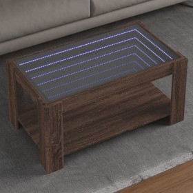Mesa de centro y LED madera ingeniería marrón roble 93x53x45 cm en Mesas de centro | Comprar online en Foru.es