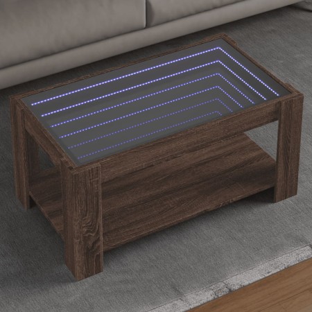 Mesa de centro y LED madera ingeniería marrón roble 93x53x45 cm en Mesas de centro | Comprar online en Foru.es