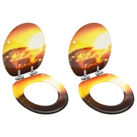 Toilet seat cover soft close 2 pcs MDF savannah design by vidaXL, Toilet and bidet seats - Ref: Foro24-3056417, Price: 84,22 ...