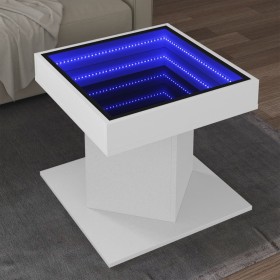 Mesa de centro con luz LED madera ingeniería blanca 50x50x45 cm en Mesas de centro | Comprar online en Foru.es