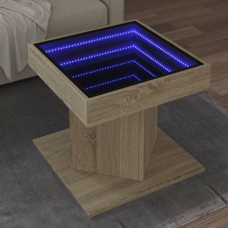 Mesa de centro y LED madera ingeniería roble Sonoma 50x50x45 cm en Mesas de centro | Comprar online en Foru.es