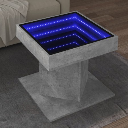 Mesa de centro y LED madera ingeniería gris hormigón 50x50x45cm en Mesas de centro | Comprar online en Foru.es