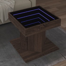 Mesa de centro y LED madera ingeniería marrón roble 50x50x45 cm en Mesas de centro | Comprar online en Foru.es