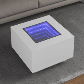 Mesa de centro con luz LED madera ingeniería blanca 60x60x40 cm en Mesas de centro | Comprar online en Foru.es